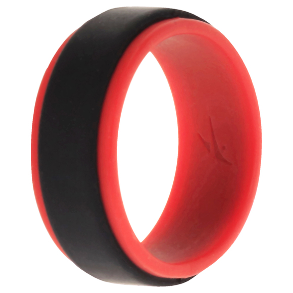 Silicone Wedding 2Layer Step Ring - Red-Black by ROQ for Men - 8 mm Ring - Picture 1 of 1